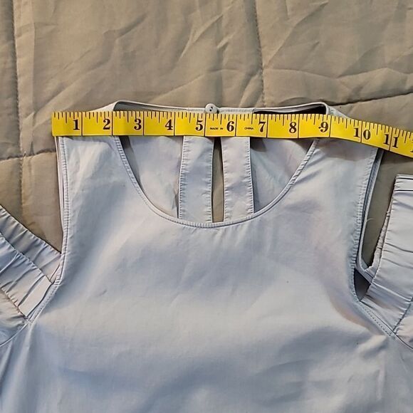 TibiSatin Poplin Cold-Shoulder Blouse, Morning Blue - Picture 11 of 13